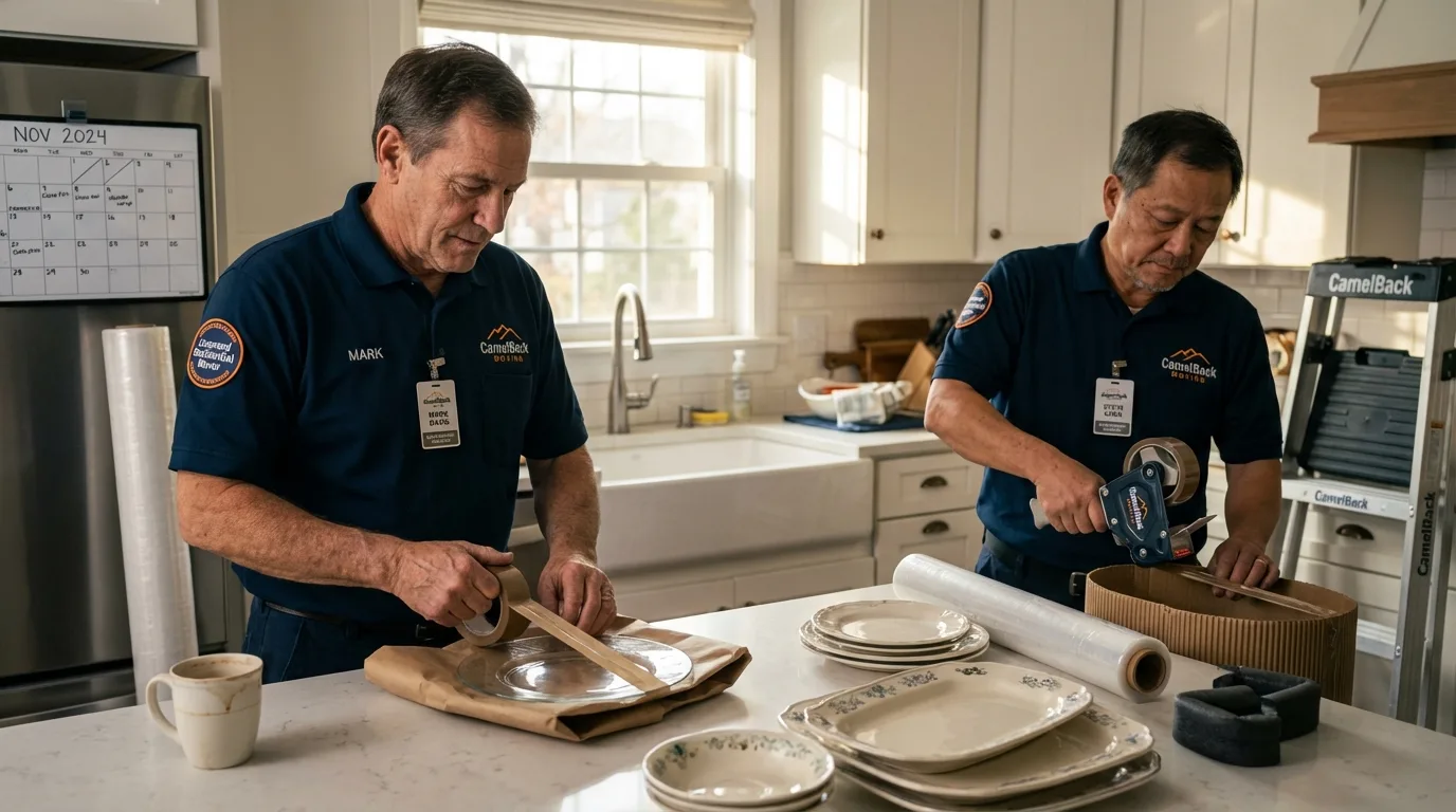 Professional crew packing kitchen dishware in Jacksonville, OR